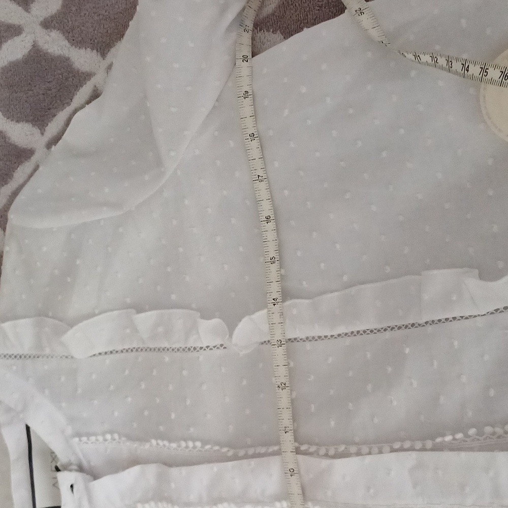 ALEXIS Lyric white dobby blouse balloon sleeves M - Picture 9 of 15